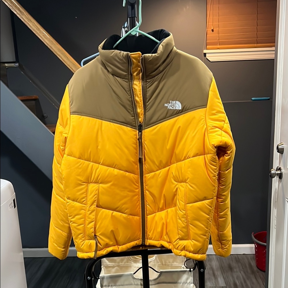 The North Face Yellow and Tan Puffer Jacket